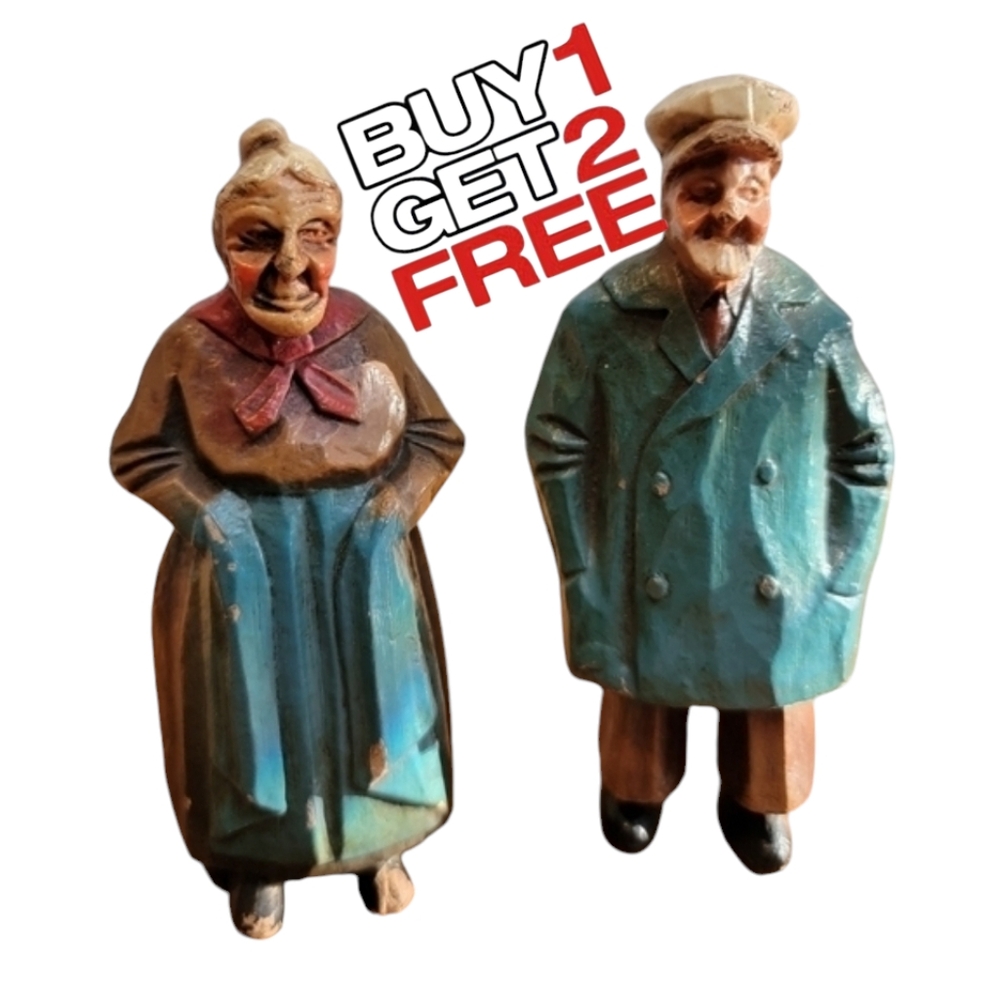Vintage Syroco Painted Wood‎ Resin Folk Art Man Women